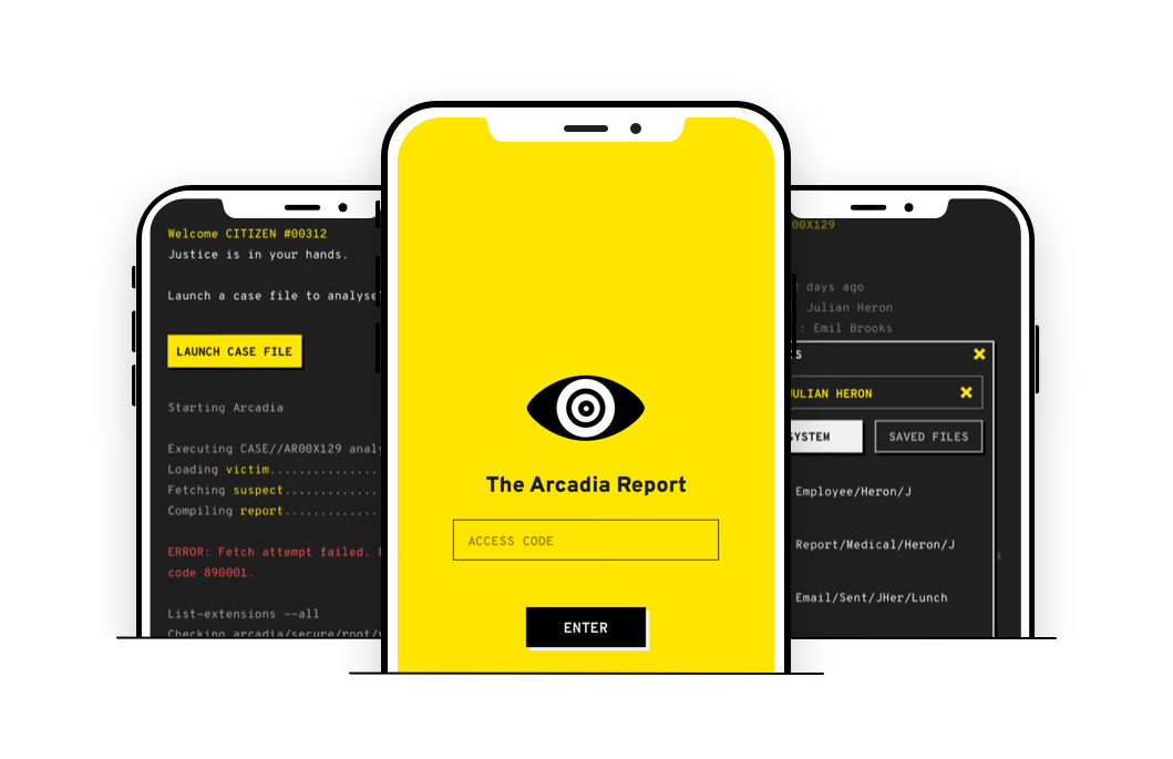 preview of screens from The Arcadia Report